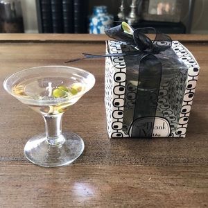 SOLD -Set of 2 wrapped thank you martini candles